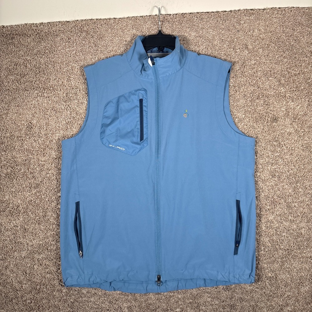 Zero Restriction Mens Blue Full Zip Golf Vest Stretch Tour Series Performance